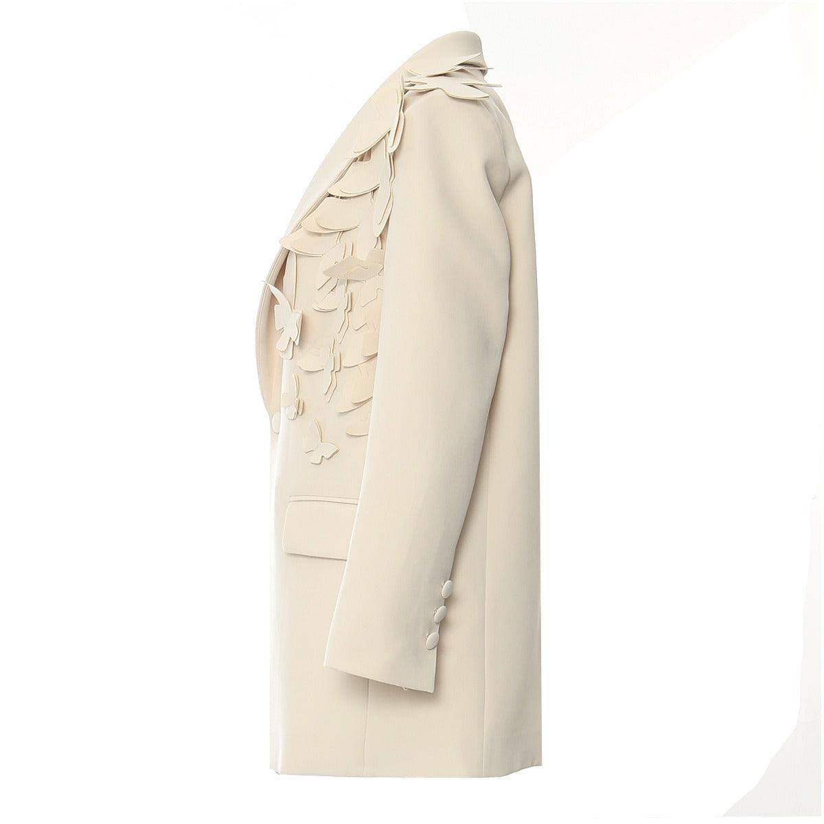 3D Butterfly Embellished Cream Blazer – Art Meets Tailoring