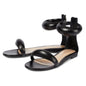 Aura Puff-Strap Leather Flat Sandals