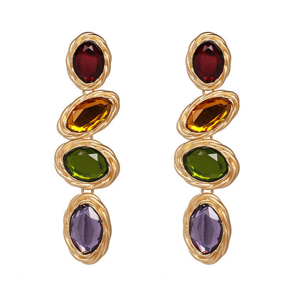 Long Diamond Replica Earrings in Multiple  Stone Colors