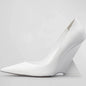 Ultra High Heels, Pointed Toe, Patent Leather Wedge Shoes