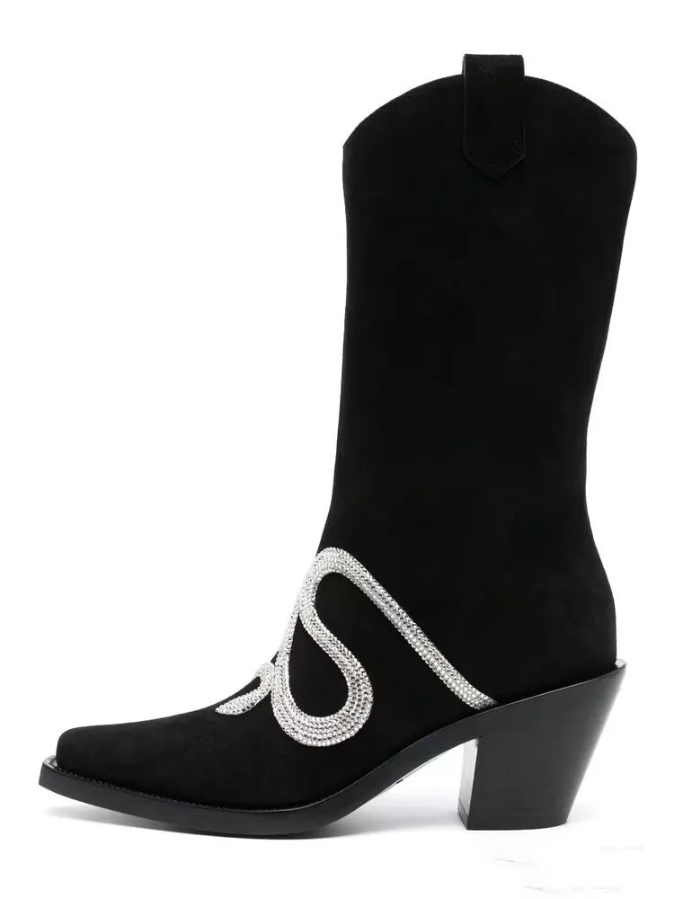 Rhinestone Curve Luxe Western Boots