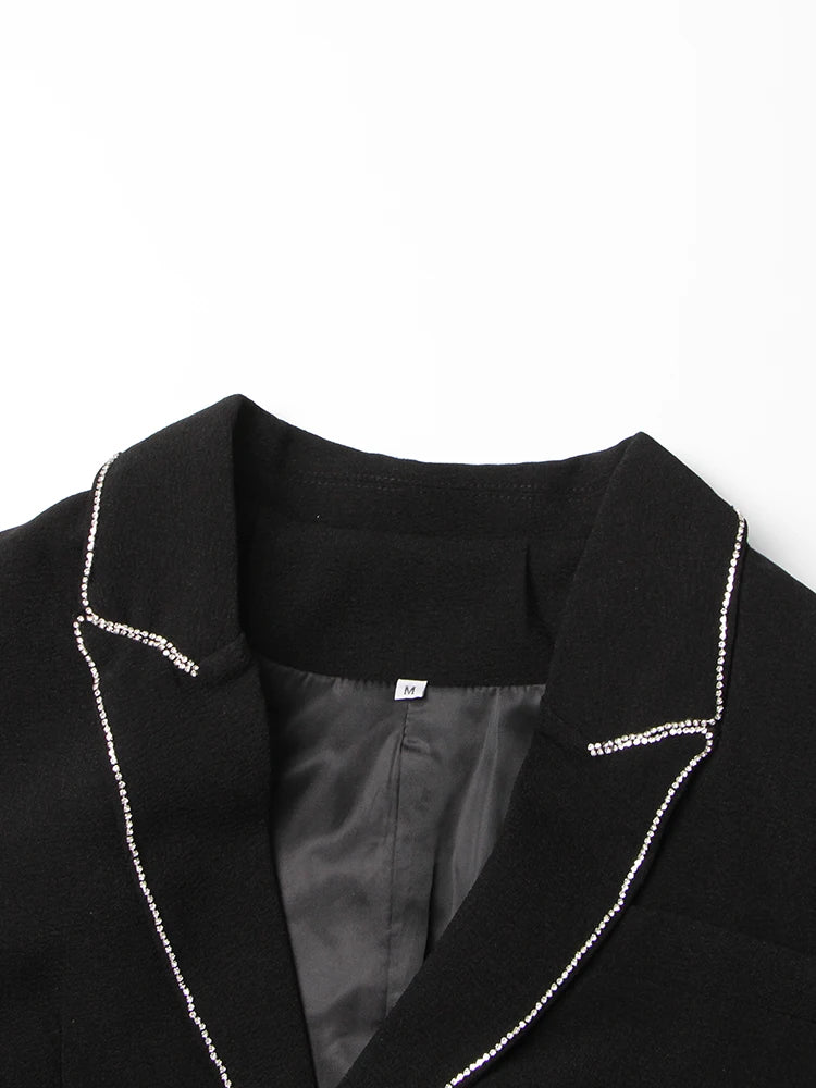 Diamonds Embelished Blazer For Women With Sleeves and Waist Cut-out Designs.