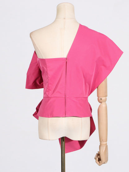 Runway Style Solid Color Asymmetrical  Women's Top