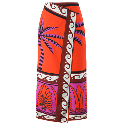 Island Vibes Palm Print Swimsuit & Sarong Set