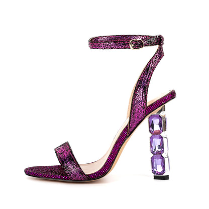 Women's  Strappy Sandals With High Crystal Heels