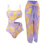 Lilac Bloom Cutout Swimsuit & Chiffon Sarong Set