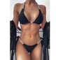 Chic Diamond-Embellished Bikini Set – Black, Bridal White, Yellow & Orange
