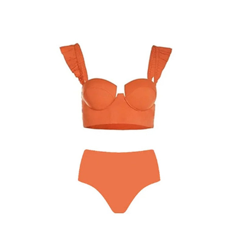 Sunset Ruffle Bikini & Tiered Maxi Skirt Set