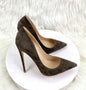 Cocoa Suede Pointed-Toe Stiletto Pumps