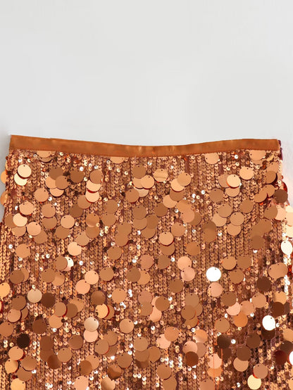 Stylish Gold Sequins Mini Skirt