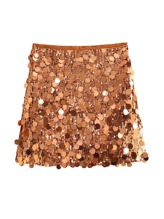 Stylish Gold Sequins Mini Skirt