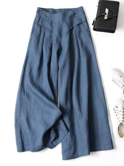 Luxurious Cotton &  Linen Wide Leg High Waisted Loose Pants with , Comes in Multiple  Colors.