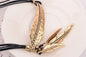 Feather Leaf Black Leather Rope Multi layered Tassel Necklace