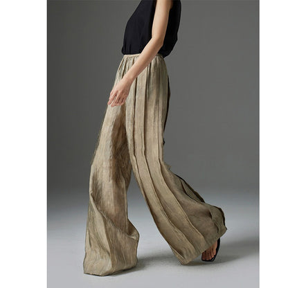 High Fashion Pleated Style Comfortable Loose Relaxed Light Pants