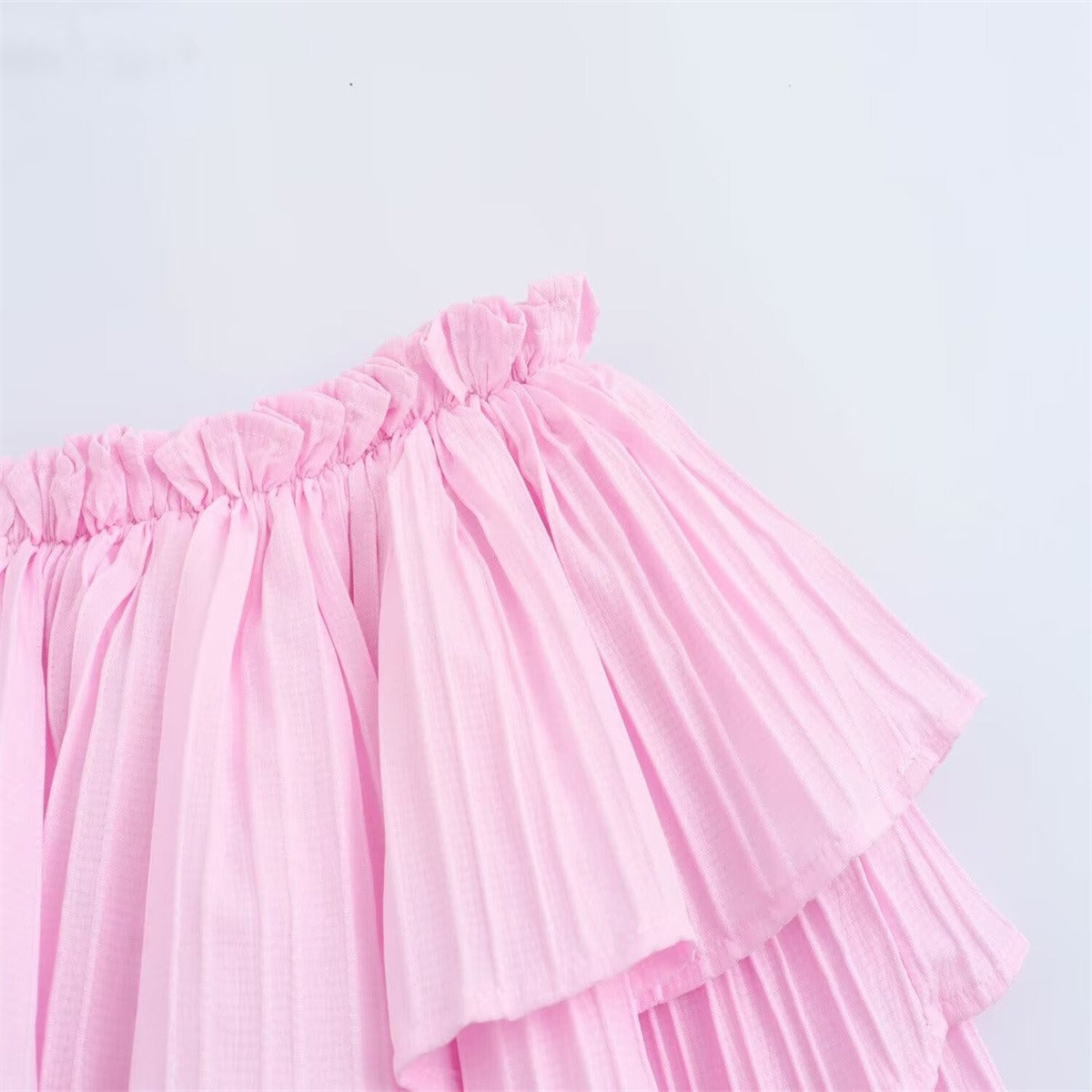 Sweet and Pink Elastic Layered Mini Skirt