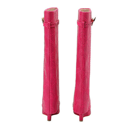 Venomous Chic Red Python Knee-High Leather Boots-Multiple Colors