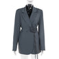 Grey and Black  Belted Blazer Dresses with Rose Detail – Soft Power, Perfectly Tailored