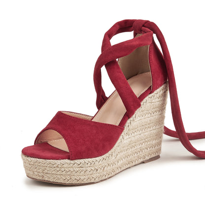 Strappy Espadrille Wedge Sandals - Multiple Colors