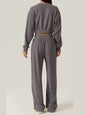Twist-Front Pastel Knit Lounge Set – Cozy Crewneck Sweater & Drawstring Wide-Leg Pants