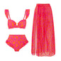 Three-piece Set of Retro Style Print Swimsuits Paired with a Matching Sarong in Multiple Designs