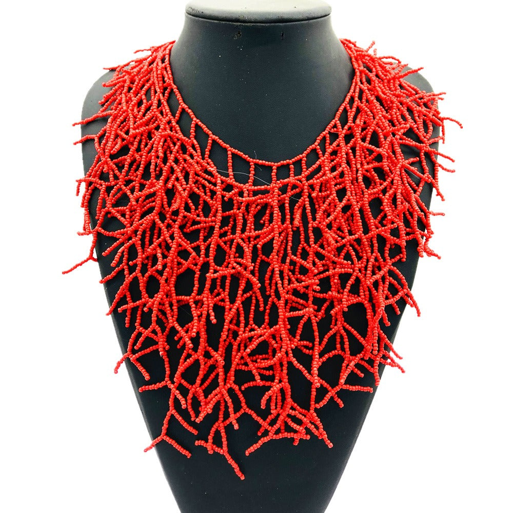 Coral Branch Style Tassel Necklace