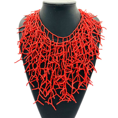 Coral Branch Style Tassel Necklace