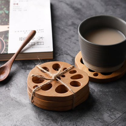 Creative Japanese Lotus Root Drink Wooden Coasters