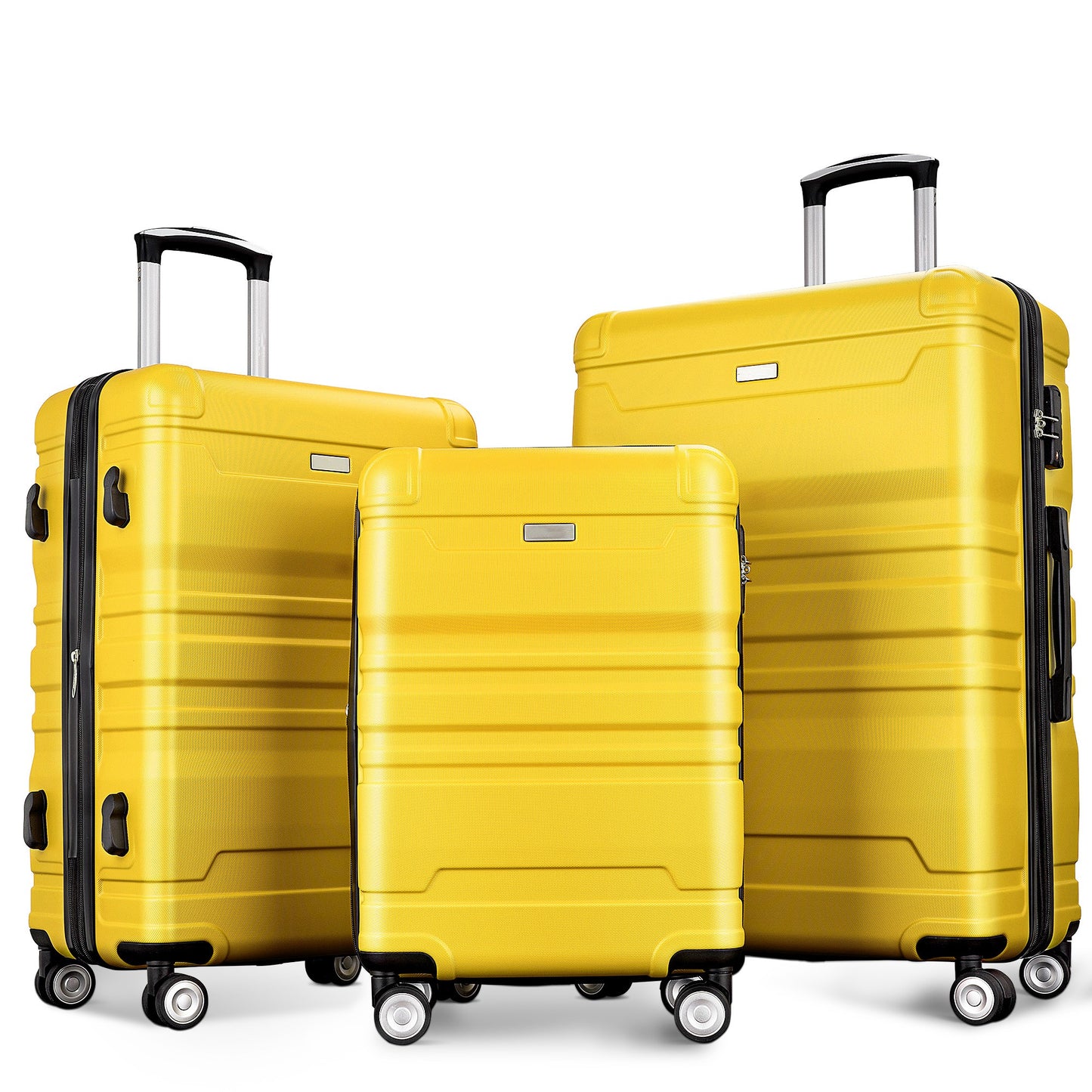 Elegant Luggage Sets, New Model,  Expandable ABS Hardshell 3pcs Luggage (Yellow)