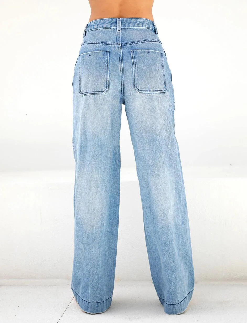 “Blue Horizon” High-Rise Wide-Leg Jeans