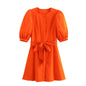 Lantern Sleeve Pinstripe Mini dress