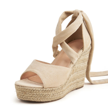 Strappy Espadrille Wedge Sandals - Multiple Colors