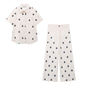 Embroidered Geo-Motif Linen-Blend Shirt & Wide-Leg Trouser Set