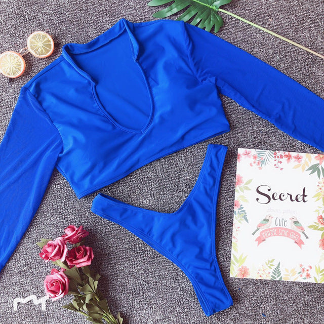 Sun Kissed Long Sleeve Brazilian Bikini Set