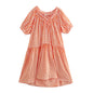 Orange Gingham Puff Sleeve Dress – Sun-Kissed & Effortless
