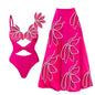 Fuchsia Bloom Cutout Swimsuit & Skirt Set