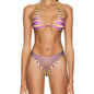 Psychedelic Vibes Halter Bikini Set – Purple & Lime Optical Illusion Print