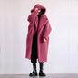 Fashionable Faux Lamb Wool Women's Long Coat with a Hood