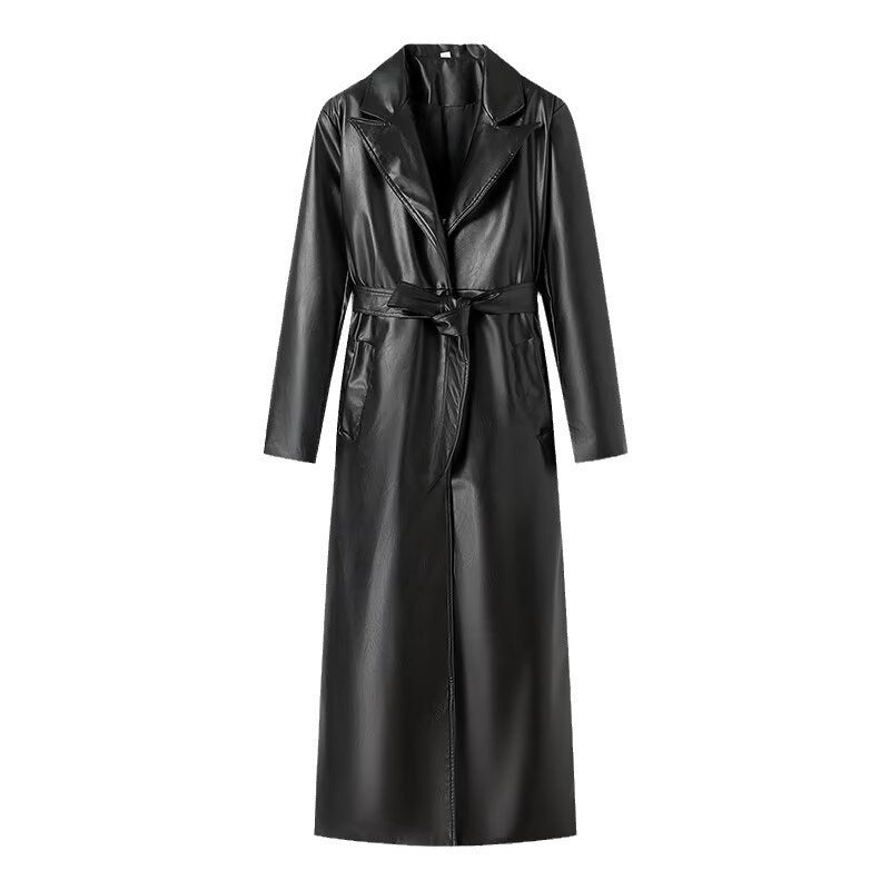 Black Vegan Leather Coat for Women, Elegant, Stylish Outerwear