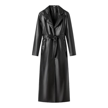 Black Vegan Leather Coat for Women, Elegant, Stylish Outerwear