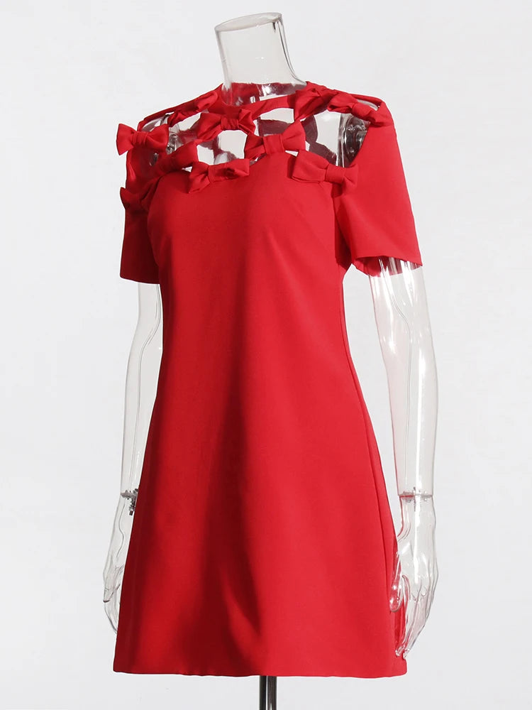 Little Red Dress with  Bowknots