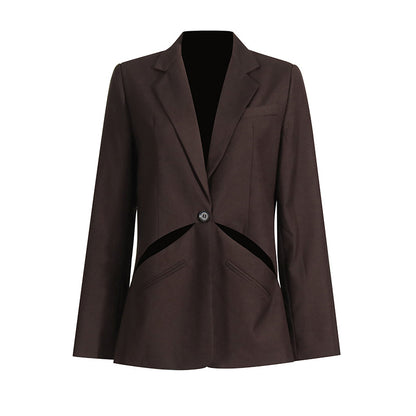 Coffee Colored  Cutout Blazer – Bold Meets Business