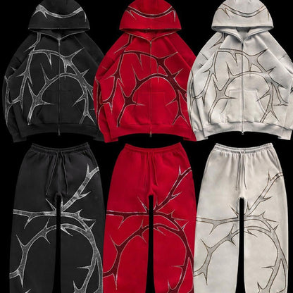 Tracksuit Set with  lDiamond zipper and a Hoodie