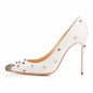 Paskalia “Spike Eve” White Leather Studded Stiletto Pumps