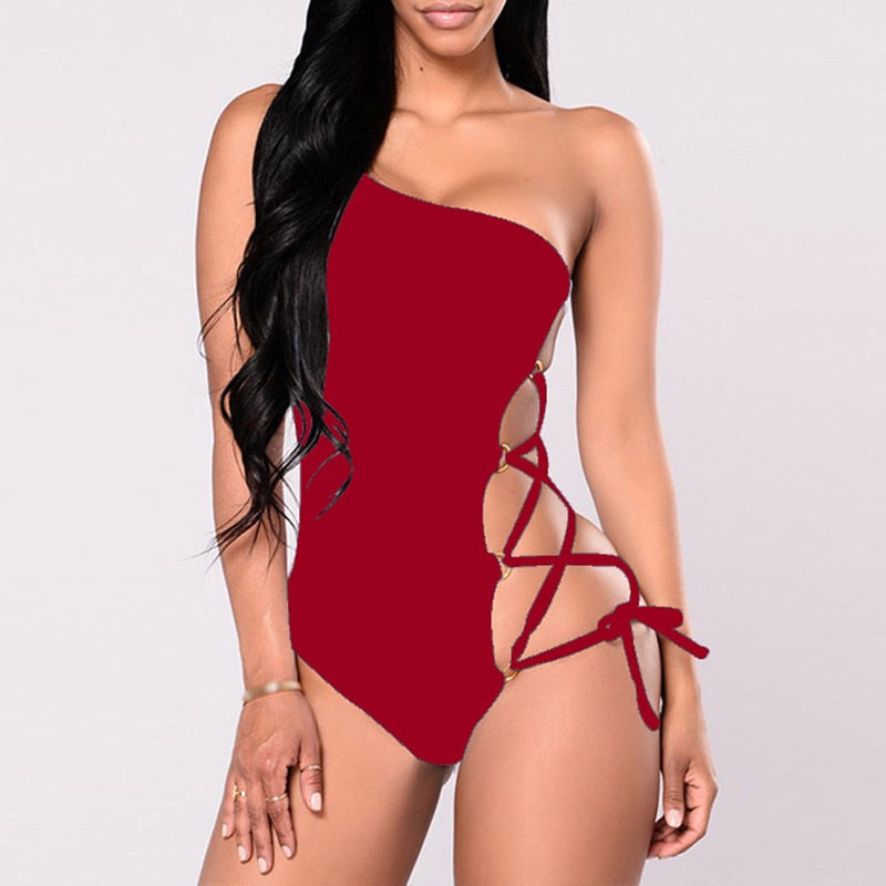Luxe Laced Up One-Piece Swimsuit.