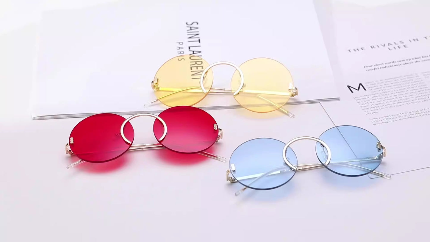 John Lennon Style Rimless, Anti-UV Sunglasses