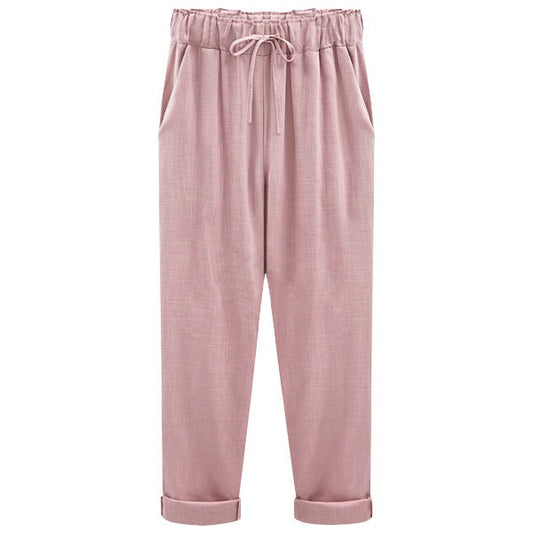 Women's Cotton and Linen Cropped Loose Pants, Multiple  Colors Options