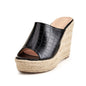 Croc-Effect Espadrille Wedge Mule – Slip-On Platform Sandals