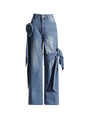 Women's High Waist Jeans with Bowknot Design