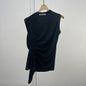 Asymmetrical Ruched Side-Drawstring Sleeveless Top