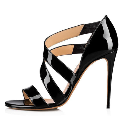 Sleek Stride" Patent Leather Cut-Out Heels